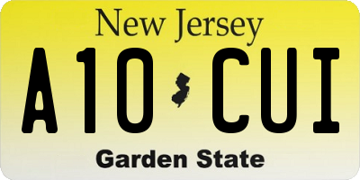 NJ license plate A10CUI