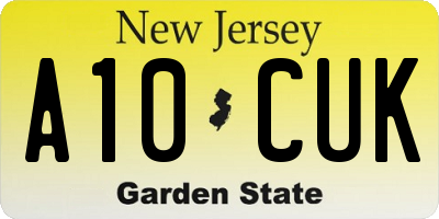 NJ license plate A10CUK