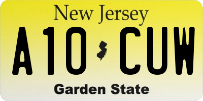 NJ license plate A10CUW