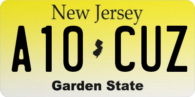 NJ license plate A10CUZ