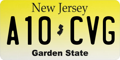 NJ license plate A10CVG