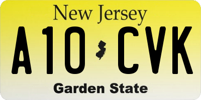 NJ license plate A10CVK