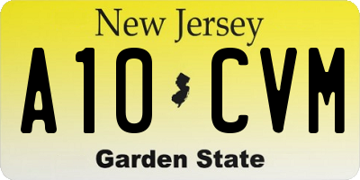 NJ license plate A10CVM