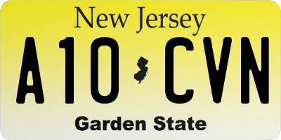 NJ license plate A10CVN