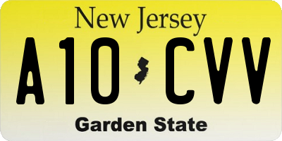 NJ license plate A10CVV