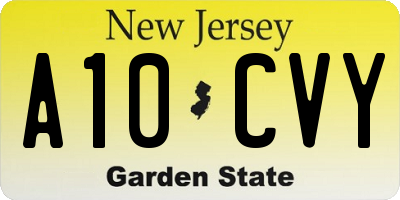 NJ license plate A10CVY