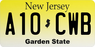 NJ license plate A10CWB