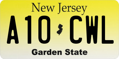 NJ license plate A10CWL