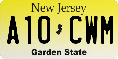 NJ license plate A10CWM