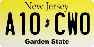 NJ license plate A10CWO