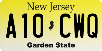 NJ license plate A10CWQ