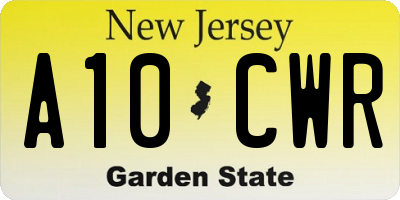 NJ license plate A10CWR