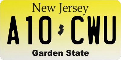 NJ license plate A10CWU