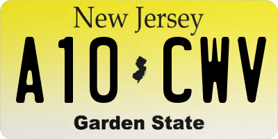 NJ license plate A10CWV