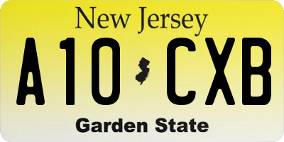 NJ license plate A10CXB