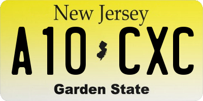 NJ license plate A10CXC