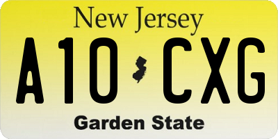 NJ license plate A10CXG