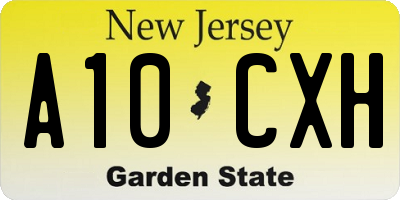 NJ license plate A10CXH