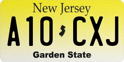 NJ license plate A10CXJ