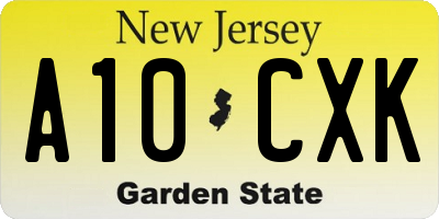 NJ license plate A10CXK