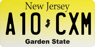 NJ license plate A10CXM