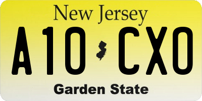 NJ license plate A10CXO