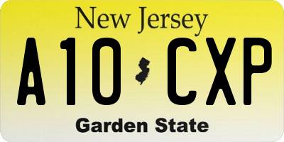 NJ license plate A10CXP