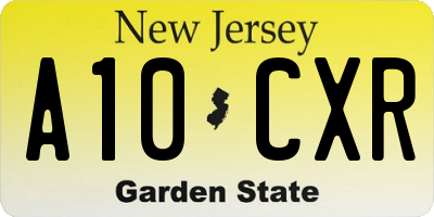NJ license plate A10CXR
