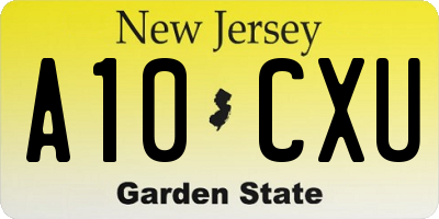 NJ license plate A10CXU