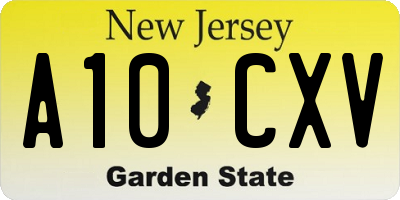 NJ license plate A10CXV