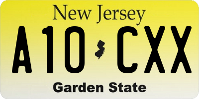 NJ license plate A10CXX