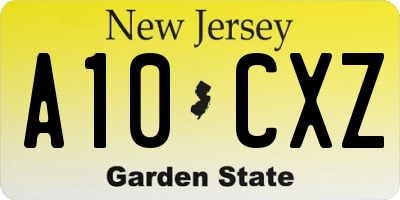 NJ license plate A10CXZ