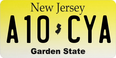 NJ license plate A10CYA