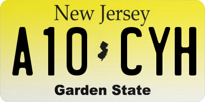 NJ license plate A10CYH