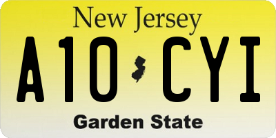 NJ license plate A10CYI