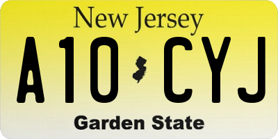 NJ license plate A10CYJ