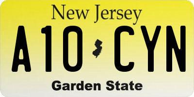 NJ license plate A10CYN