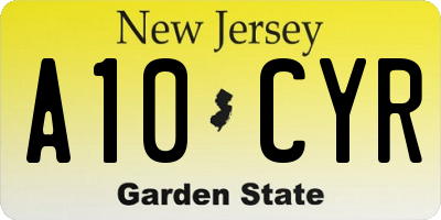 NJ license plate A10CYR