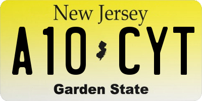 NJ license plate A10CYT