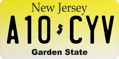 NJ license plate A10CYV