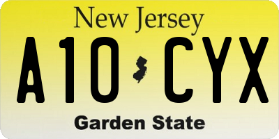 NJ license plate A10CYX