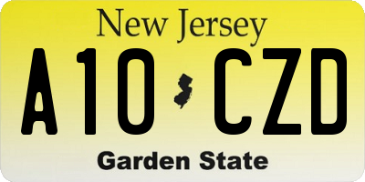 NJ license plate A10CZD