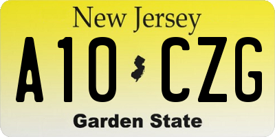 NJ license plate A10CZG