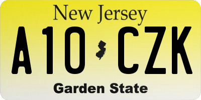 NJ license plate A10CZK