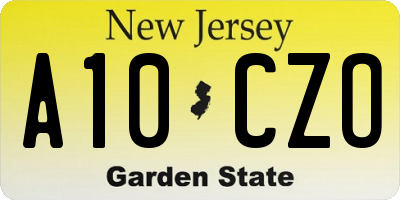 NJ license plate A10CZO