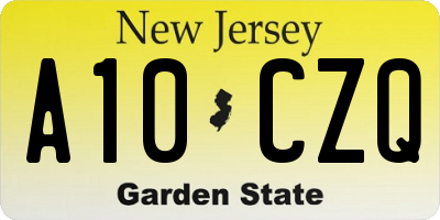 NJ license plate A10CZQ