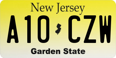 NJ license plate A10CZW