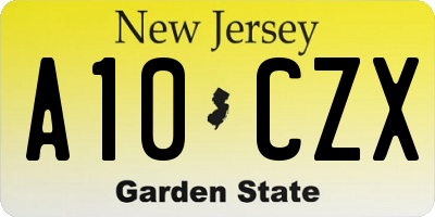 NJ license plate A10CZX