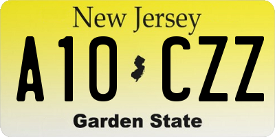 NJ license plate A10CZZ