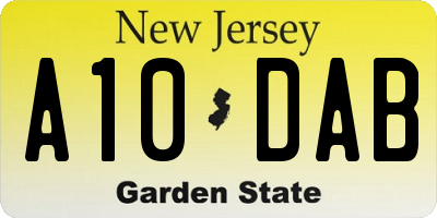 NJ license plate A10DAB